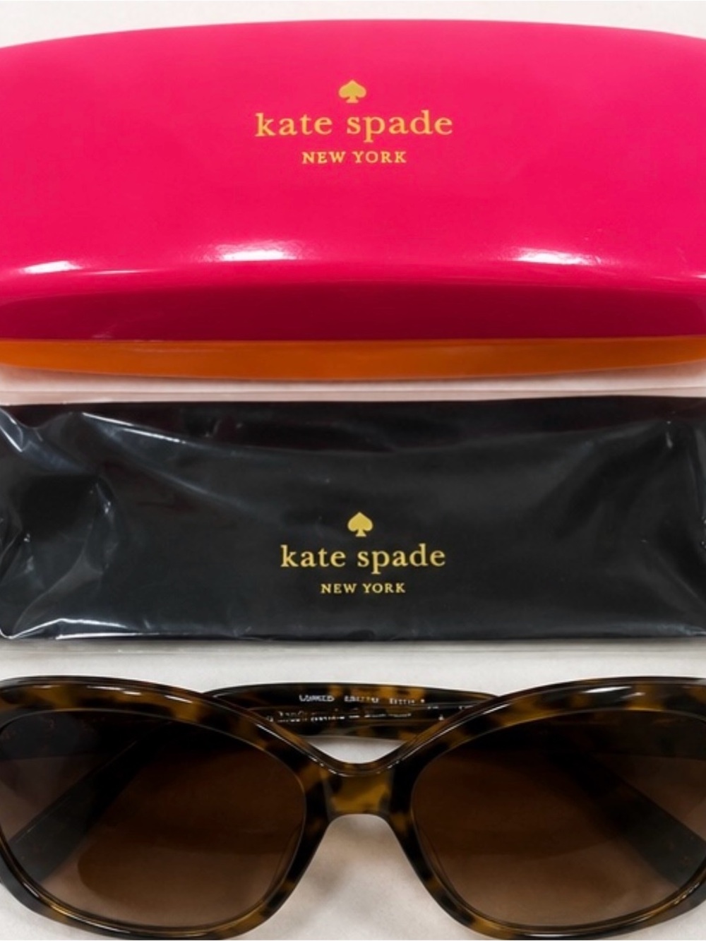 kate spade Tortoiseshell Sunglasses with Pink Case